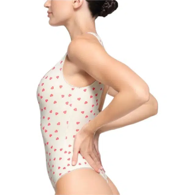 SKIMS FITS EVERYBODY PICOT TRIM SQUARE NECK BODYSUIT RUBY HEART PRINT