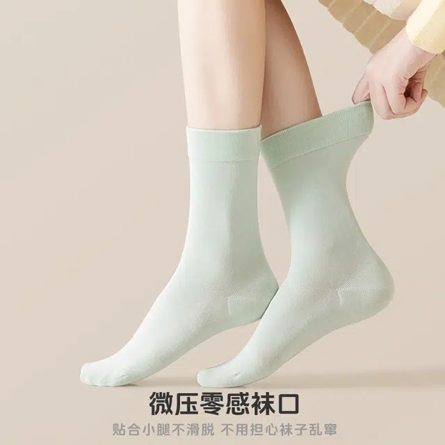 十三日季 纯棉吸汗透气纯色简约中筒袜 女款