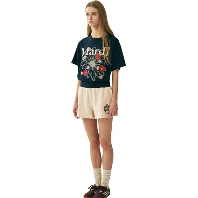 MARDI MERCREDI SS25 TSHIRT FLOWERMARDI BLOSSOM_NAVY IVORY T