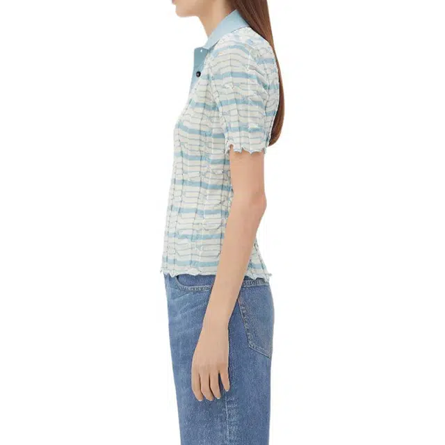 Bottega Veneta Distorted Stripe Cotton Polo Polo