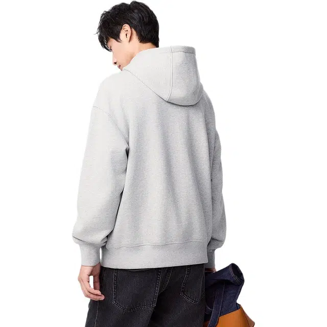 棉先生 毛圈连帽秋冬纯色落肩袖宽松型套头卫衣 男款