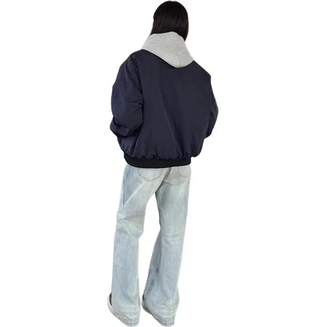 帝狼牛 美式复古纯色短款情侣飞行翻领棒球服外套夹克 男女同款