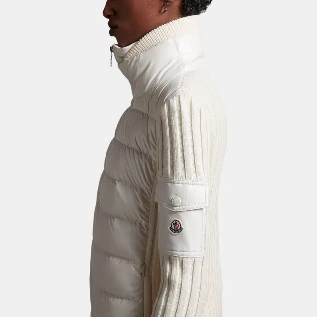 Moncler Padded Wool Cardigan Logo