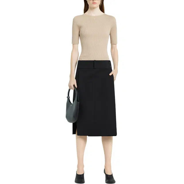 COURREGES SS25 SOLAR LIGHT RIB SWEATER Cappuccino