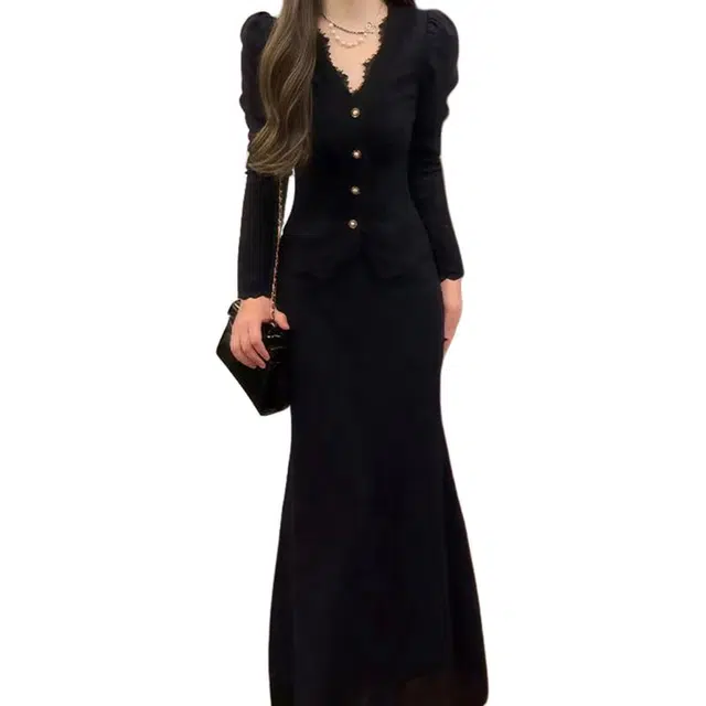 沐晓欣 简约百搭舒适长袖时尚通勤优雅裙装套装 女款