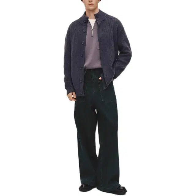 森马 时尚百搭简约休闲日常通勤柔软亲肤慵懒高领开衫外套宽松毛衣 男款