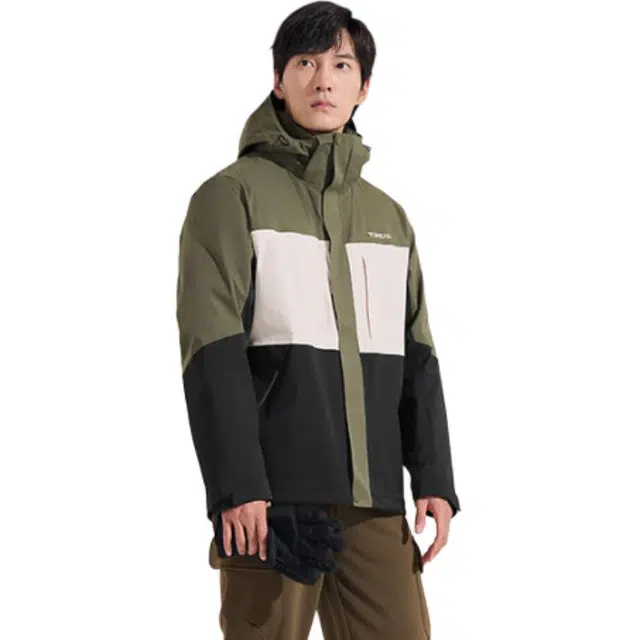 探路者  户外休闲舒适三合一  防水防风保暖防泼水冲锋衣 男款 极地白\军绿\黑色