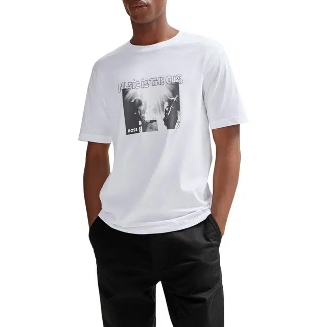 HUGO BOSS Cotton-Jersey T-Shirt With Seasonal Artwork T