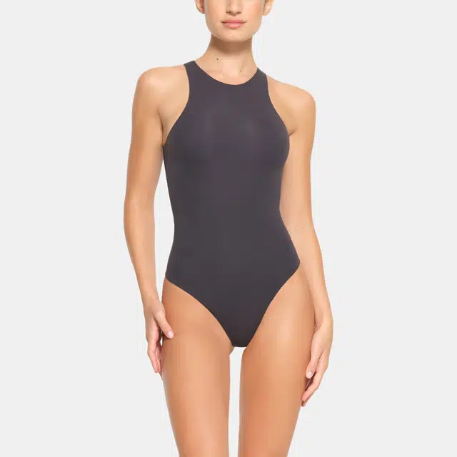 SKIMS FITS EVERYBODY HIGH NECK BODYSUIT GRAPHITE