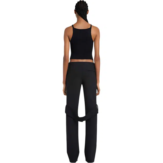COURREGES SS25 POINTY BUCKLE RIB KNIT TOP BLACK