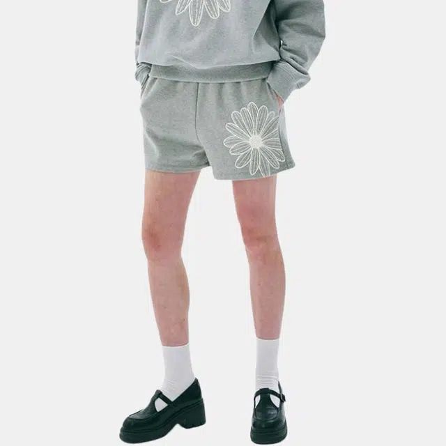 MARDI MERCREDI SS25 SWEAT SHORTS FLOWER_GREY IVORY