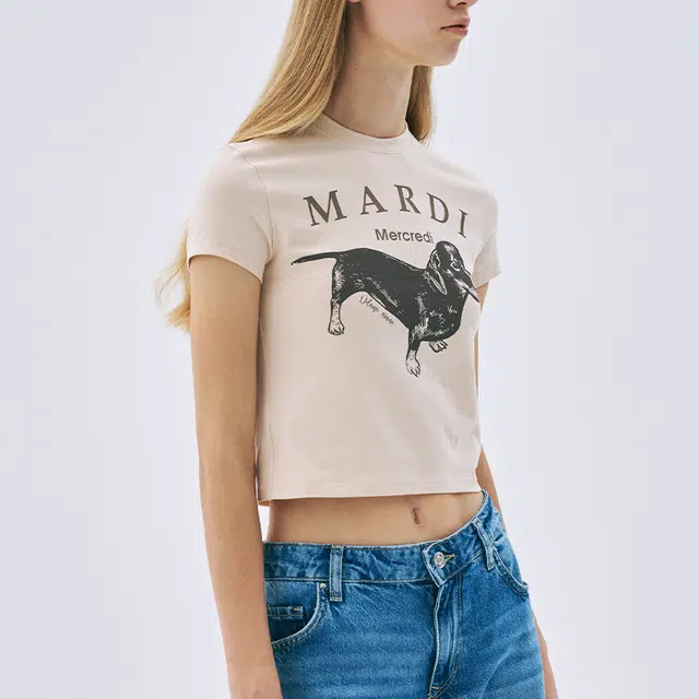 MARDI MERCREDI CROPPED TSHIRT DDANJI_BEIGE TAUPE SS25T