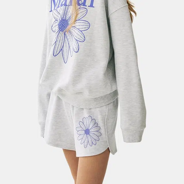 MARDI MERCREDI SS25 MINI SWEAT SHORTS FLOWER_HEATHER PURPLE