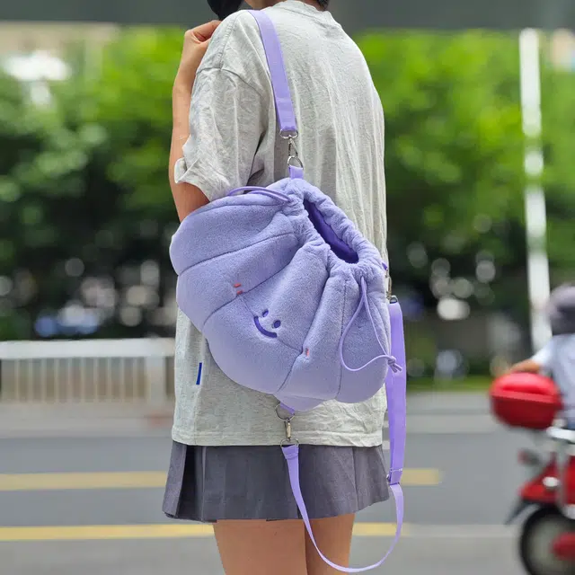歪瓜出品 珍蚌贝壳 毛绒 双肩包 常规 男女同款情侣款 紫色