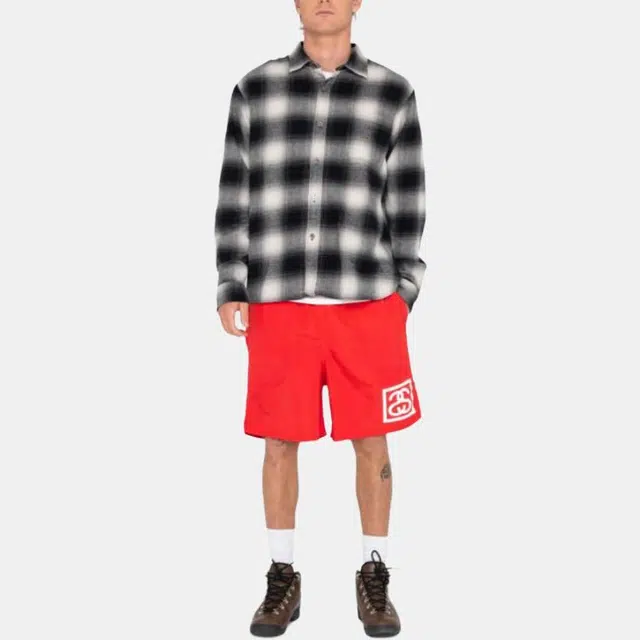 Stussy Logo Print Shorts Red