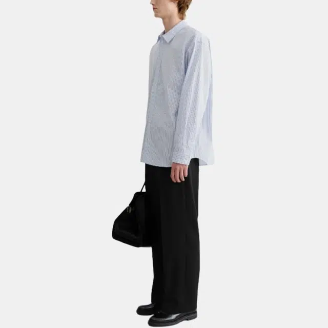 Dunst UNISEX INFORMAL SHIRT BLUE BROWN STRIPE