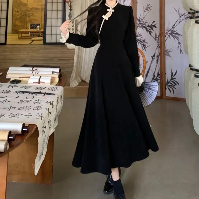 古莲菲 高级感国风新中式长袖连衣裙 女款