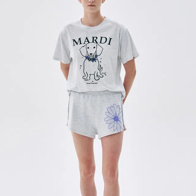 MARDI MERCREDI TSHIRT SWING THE TAIL DDANJI FLOWER NECKLACE_HEATHER PURPLE SS25 T