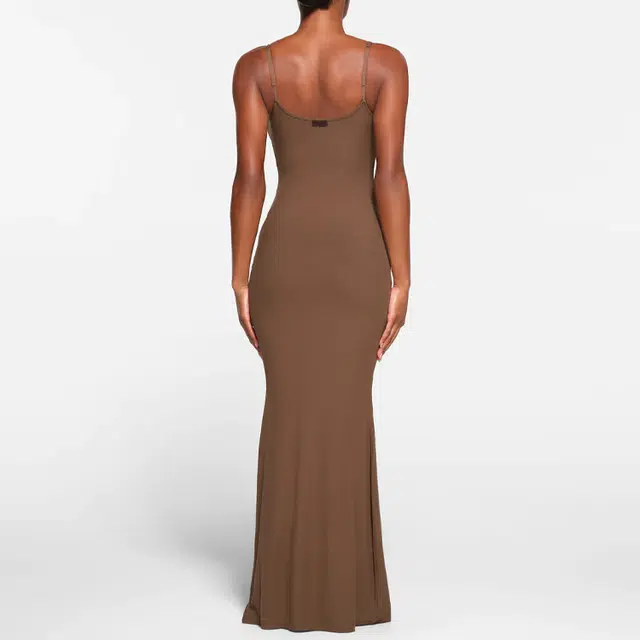 SKIMS SOFT LOUNGE LONG SLIP DRESS OXIDE