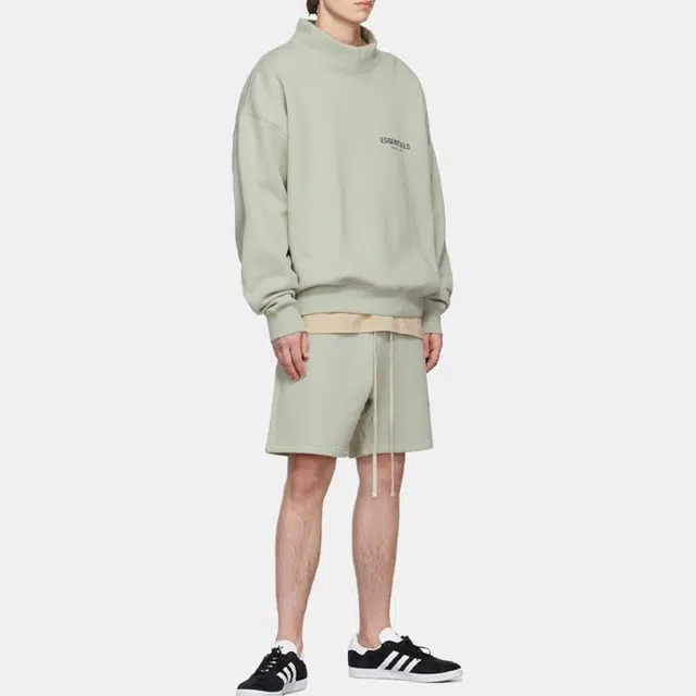 Fear of God Essentials FW21 Mock Neck Sweatshirt GreenConcrete Logo