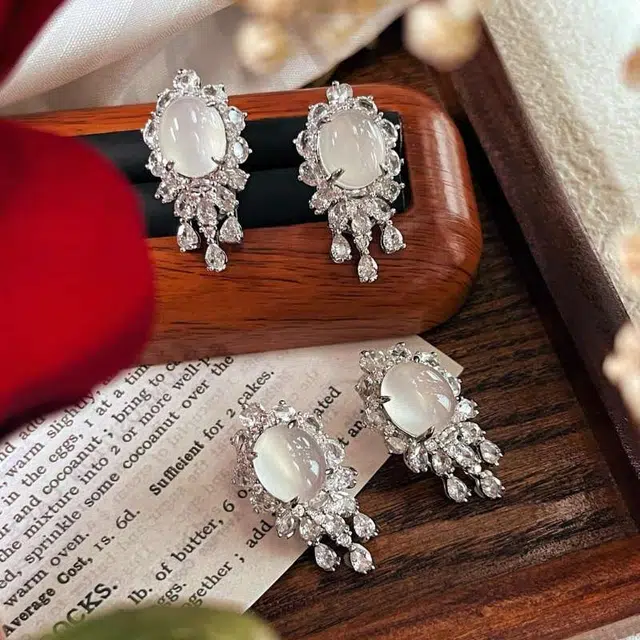 识恩 冰清玉洁#好运#好运 玉髓 耳环 女款