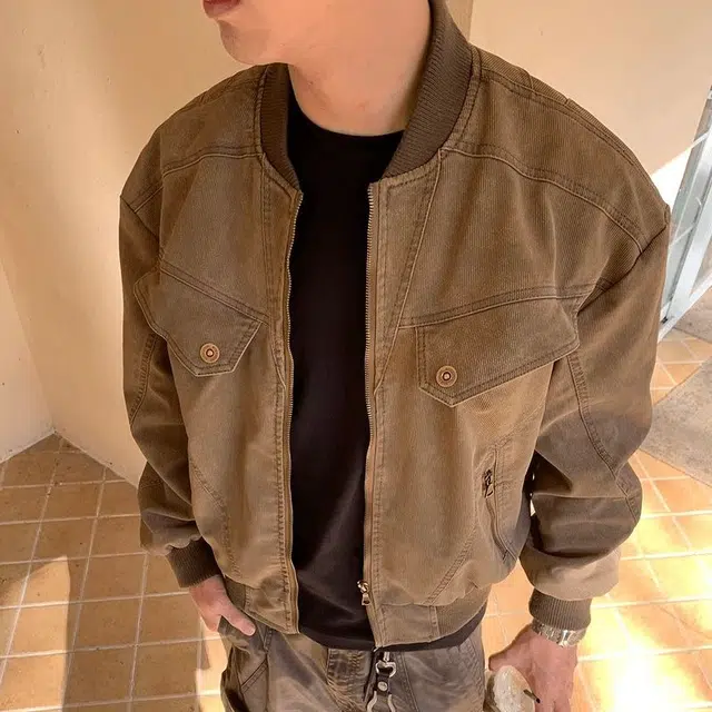 虫小绿 美式复古工装潮牌做旧宽松休闲痞帅棒球领拉链夹克 男女同款