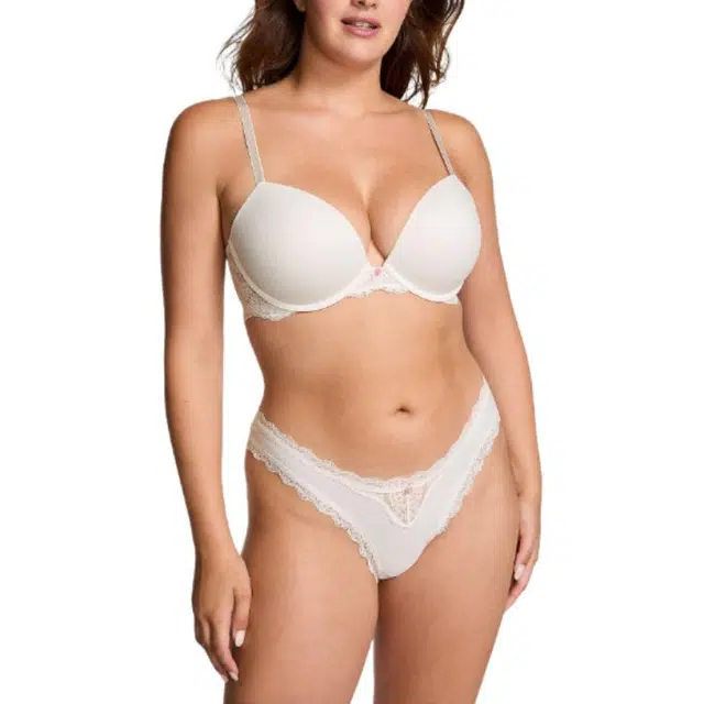 Victoria's Secret DREAM ANGELS Lace-Trim Brazilian Panty Coconut White 1