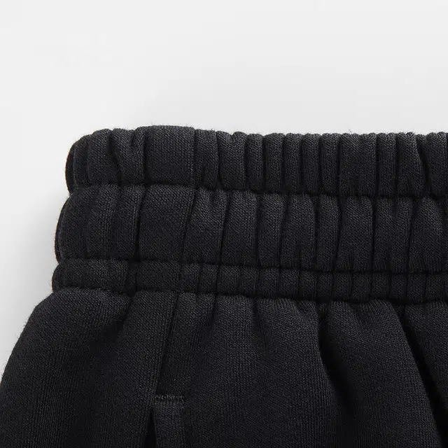 青少年 安踏儿童 拼色字母中腰舒适透气百搭加绒保暖束脚针织运动裤 梦幻黑