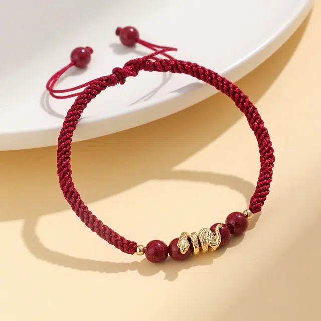 京华录 福蛇 平安顺遂简约百搭小众设计高级感 个性时尚本命年转运手工编织 诸事顺利时来运转#好运 朱砂 手链 男女同款情侣款