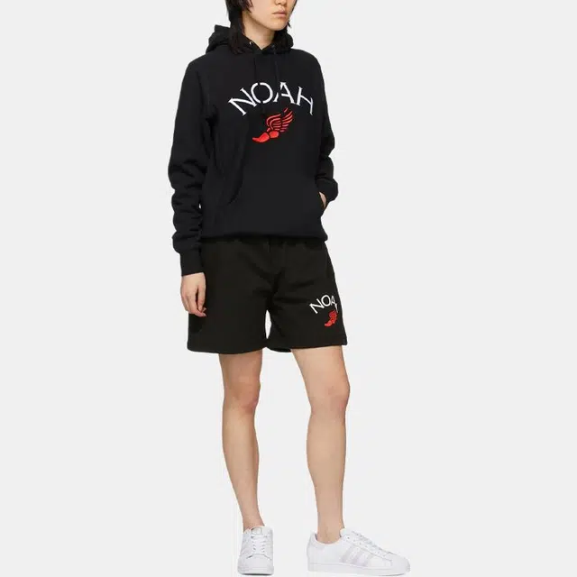 NOAH Winged Foot Embroidered Hoodie Logo