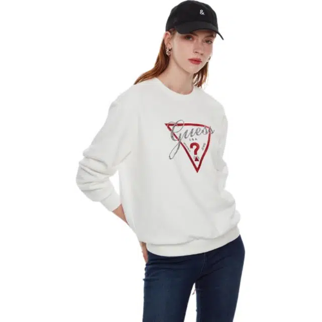 GUESS Classic Triangle Logo Pullover Sweatshirt