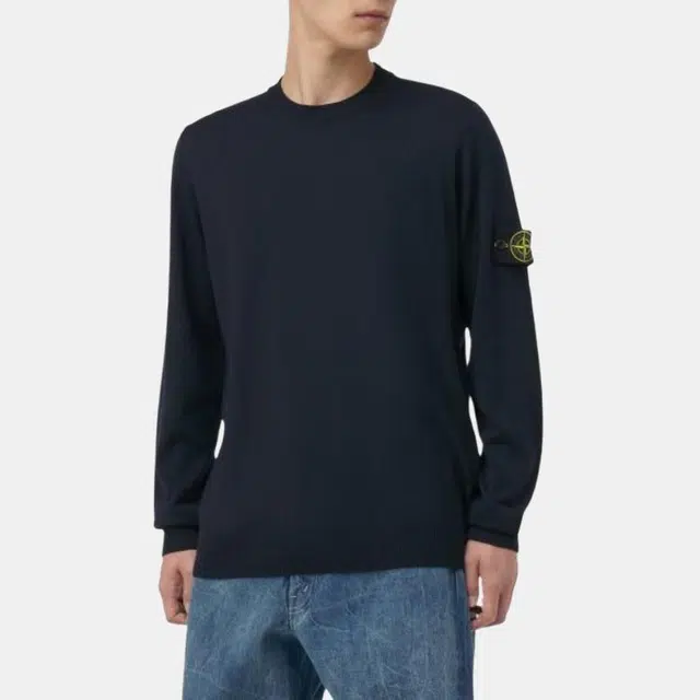 Stone Island Crew Neck Knit Sweater Blue