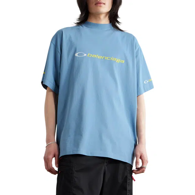 Balenciaga SS25 Logo T-Shirt Blue