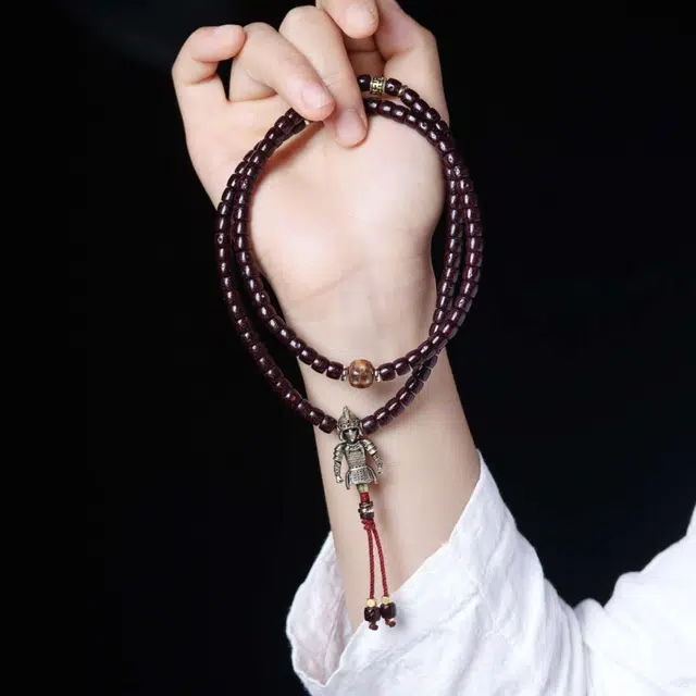 爵倾 直切朱砂供大黑合金黑武士黑金无相隔片椰壳隔片 星月菩提 珠串 男女同款情侣款