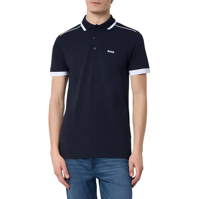 HUGO BOSS Cotton-Piqu Polo Shirt With Contrast Stripes And Logo Polo
