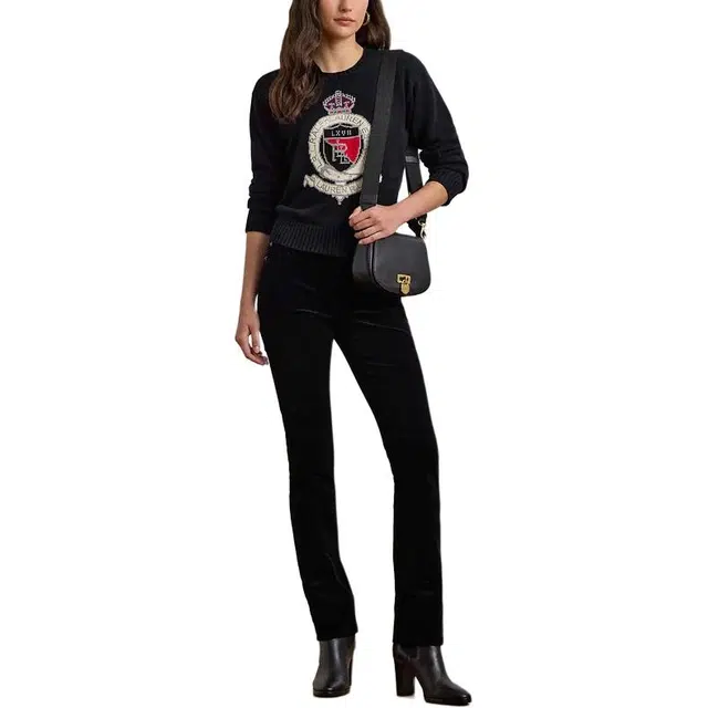 Ralph Lauren Letter Logo Knit Sweater Black