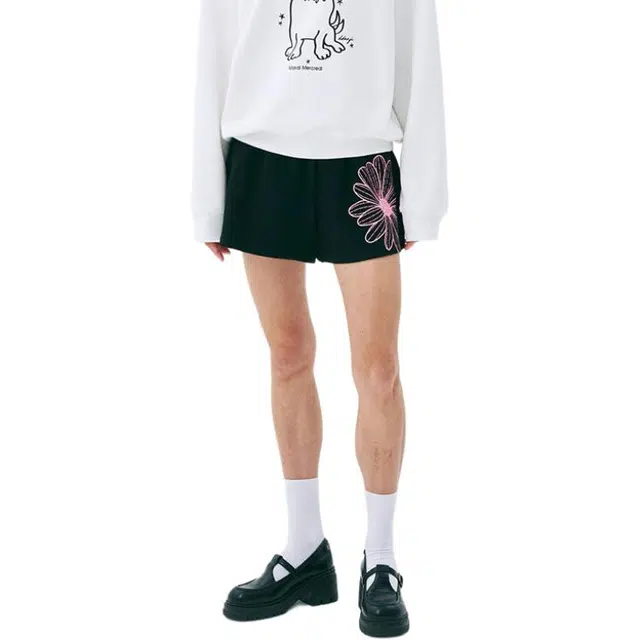 MARDI MERCREDI SS25 SWEAT SHORTS FLOWER_BLACK PINK
