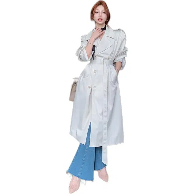 思蓓儿 高级感宽松英伦气质秋季廓形中长款大衣 女款