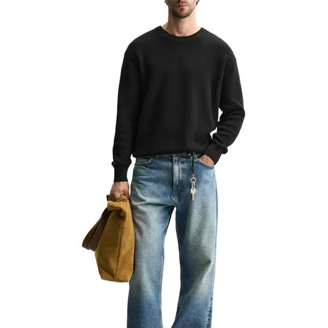 ZARA Loose Ribbed Crewneck Sweater