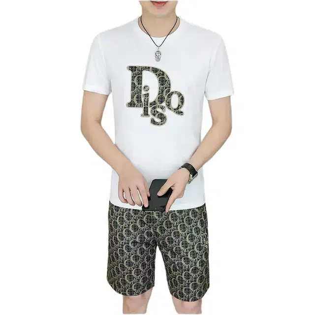 大白鲨 冰丝欧货轻奢短袖五分裤休闲运动套装 男款