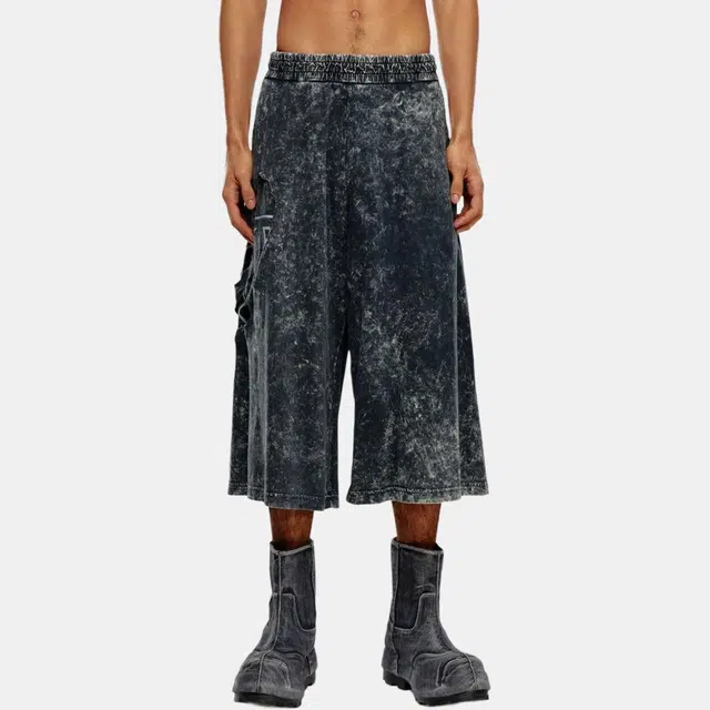 DIESEL SS24 Printed Elastic Waist Pants Black
