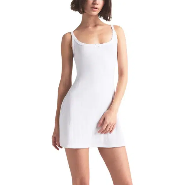 SKIMS SS25 DROP NEEDLE POINTELLE CAMI MINI DRESS SNOW