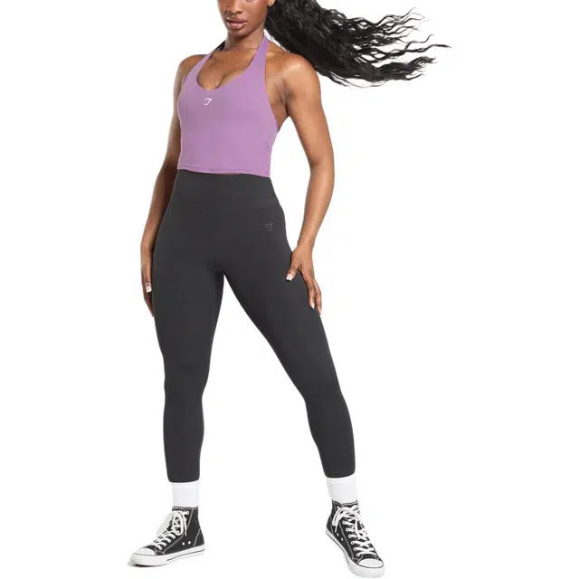 GYMSHARK Halter Neck Cami with Shelf Logo