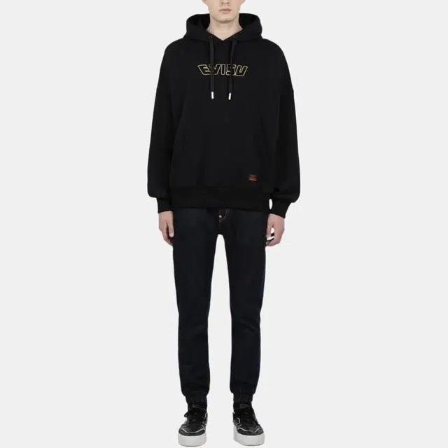 EVISU FW22 Fisherman Buddha Logo Hoodie Black