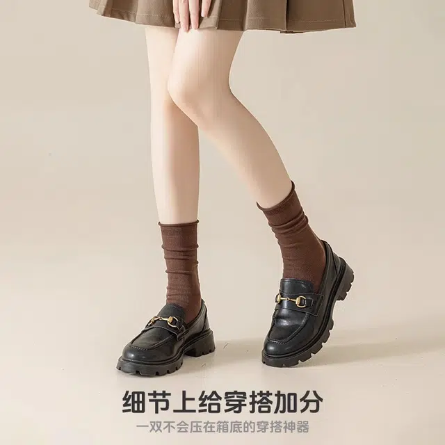 十三日季 舒适纯色透气柔软抑菌吸汗堆堆袜中筒袜 女款 组合装