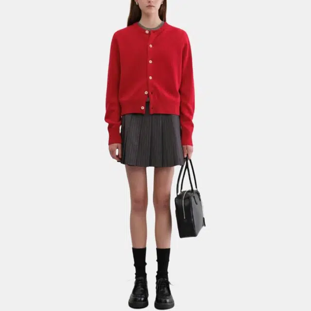 Dunst UNISEX CREWNECK KNIT CARDIGAN RED