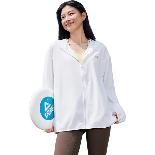 匹克 防晒系列 舒适休闲简约宽松薄款连帽拉链防晒服 男女同款 大白