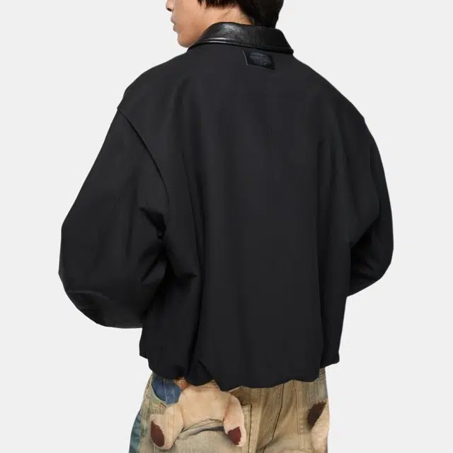 Acne Studios SS26 Barn Leather Trim Twill Zip Cotton Jacket