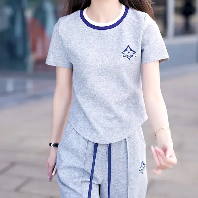 沐晓欣 冰感短袖大码时尚夏季减龄韩版女士薄休闲套装 女款