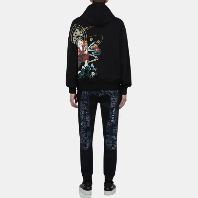 EVISU FW22 Fisherman Buddha Logo Hoodie Black